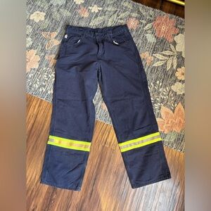 Carhartt FR Men's Dark Blue Cargo Pants with Yellow Stripes